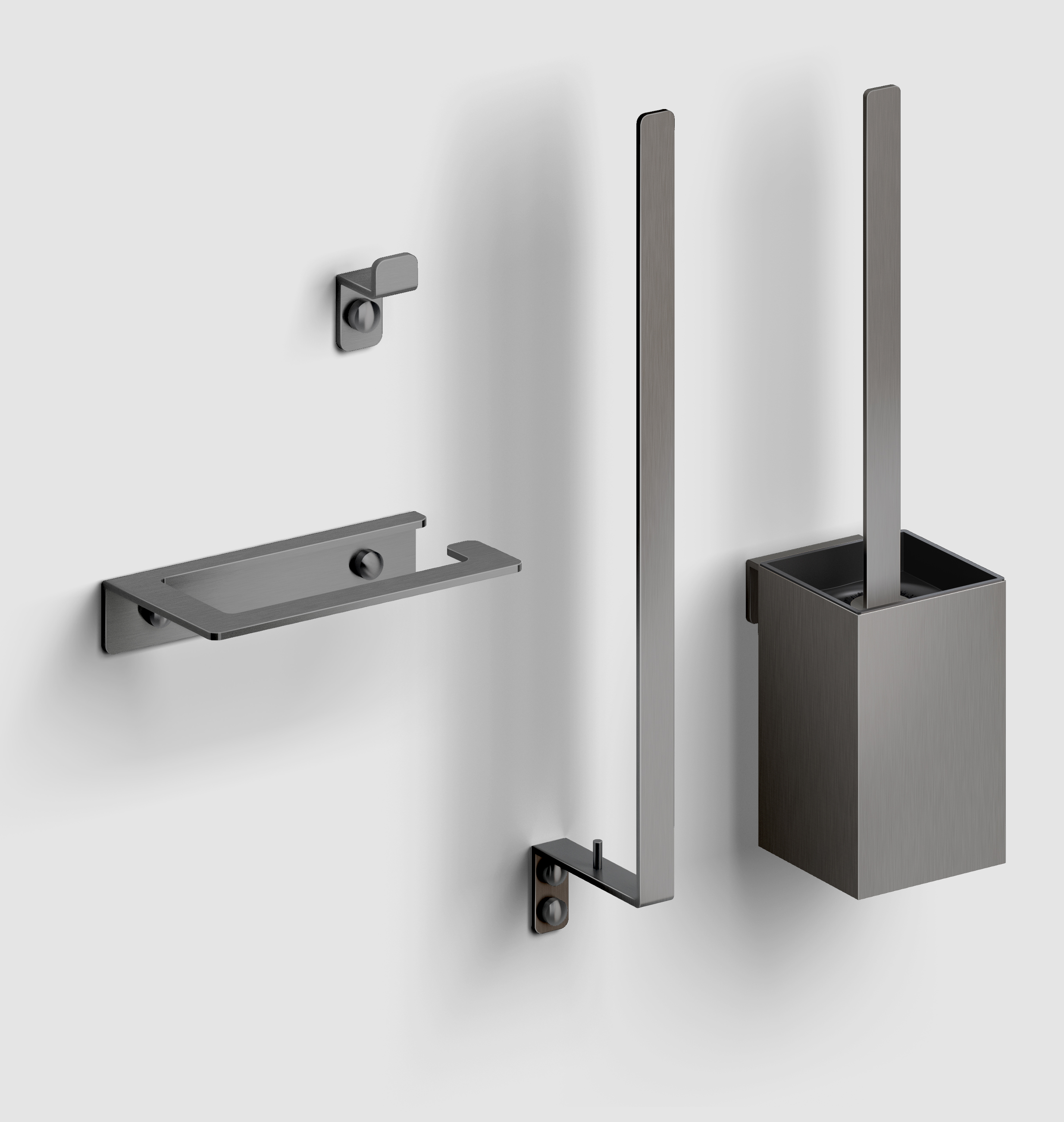 Clou Fold toilet accessoireset gunmetal geborsteld PVD